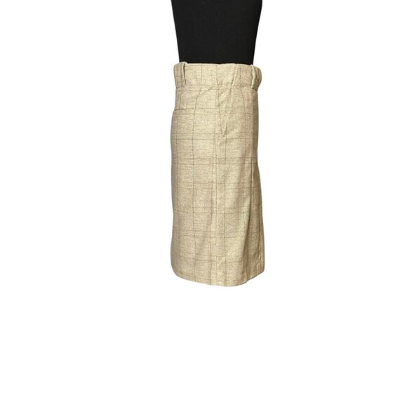 Zara Beige brown Wool Plaid Button Down Skirt size Large - Picture 16 of 16